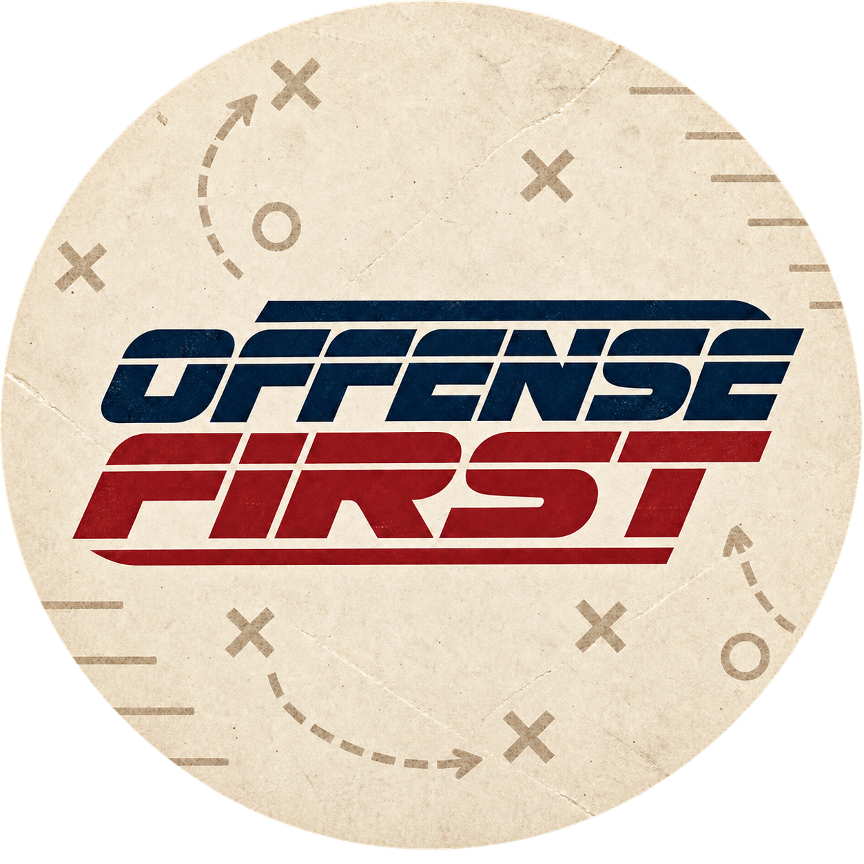 Offense First circular wordmark badge